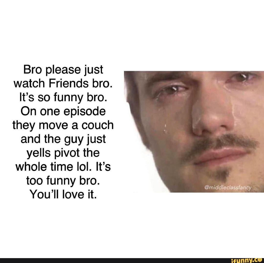 Bro Please Just Watch Friends Bro It S So Funny Bro On One Episode They Move A Couch And The