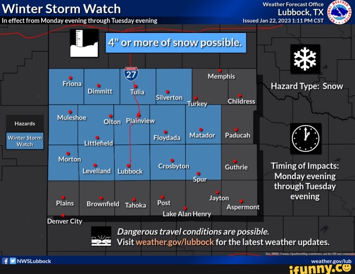 Winter Storm Watch In effect from Monday evening through Tuesday