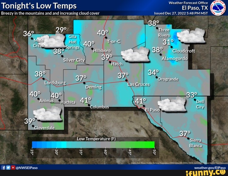 Weather Forecast Office 31 Aye Tonight's Low Temps EI Paso, TX Breezy ...