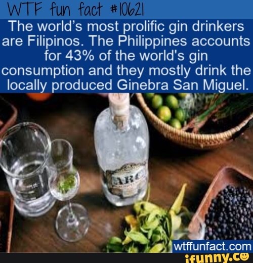 The world's most prolific gin drinkers are Filipinos. The Philippines
