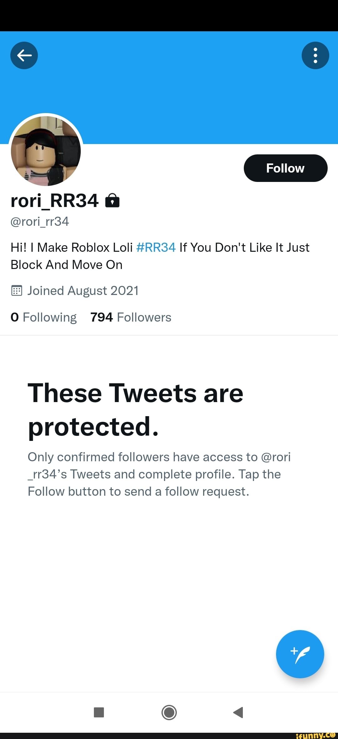 Follow rori_RR34 @rori_rr34 Hi! I Make Roblox Loli #RR34 If You Don't Like  It Just