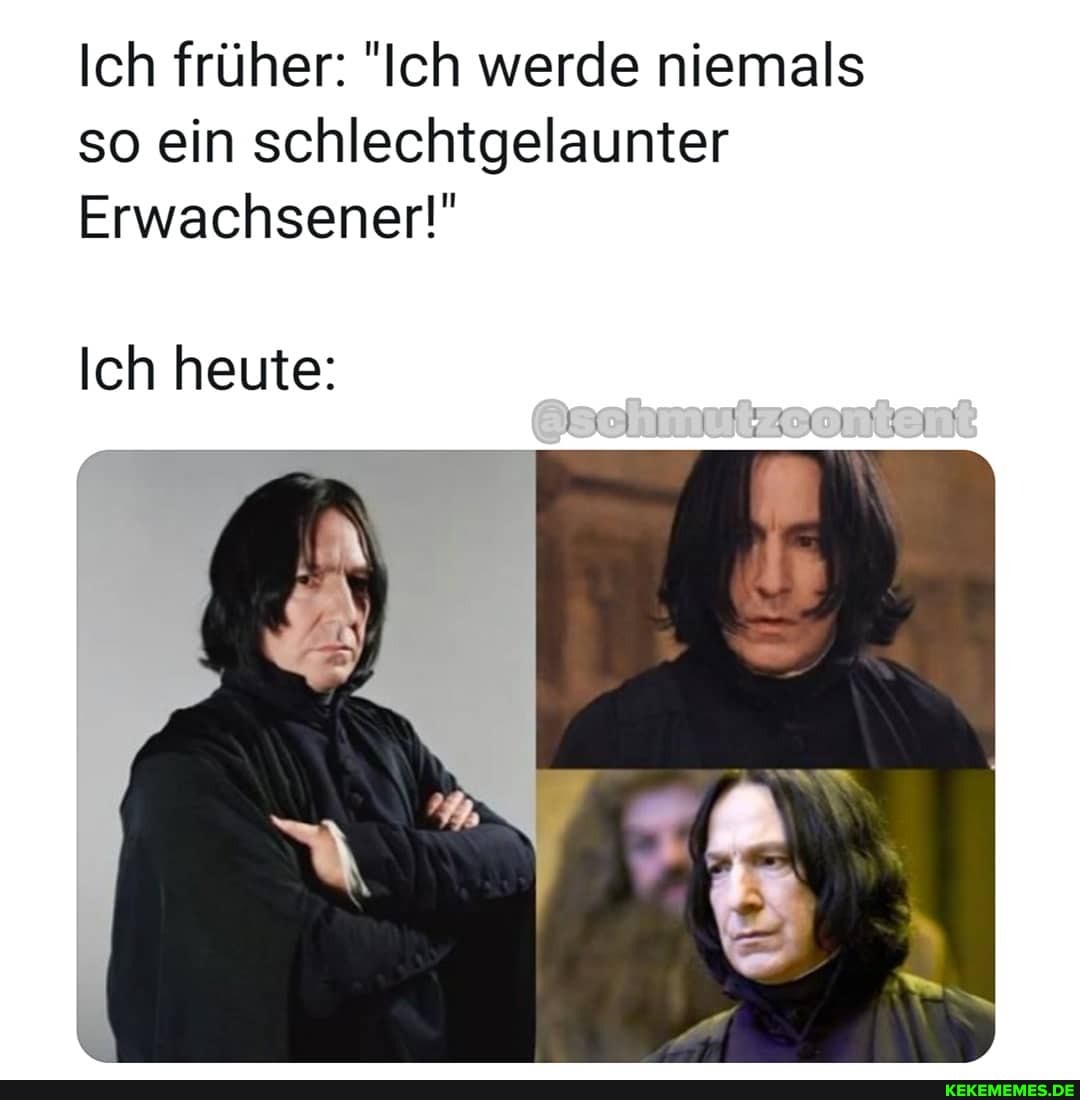 Ich früher: "Ich werde niemals so ein schlechtgelaunter
Erwachsener!"
Ich heute:
aI