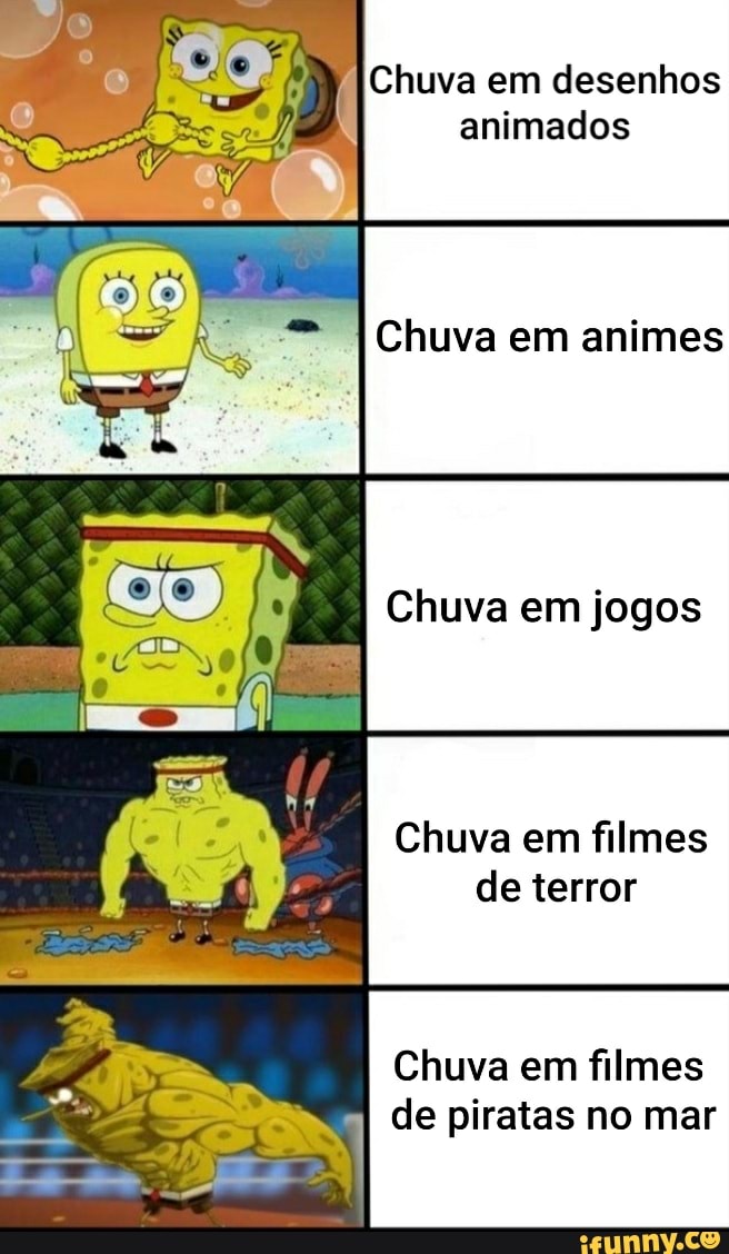 Chuva em desenhos
animados
Chuva em filmes
de terror
Chuva em filmes
de piratas no mar