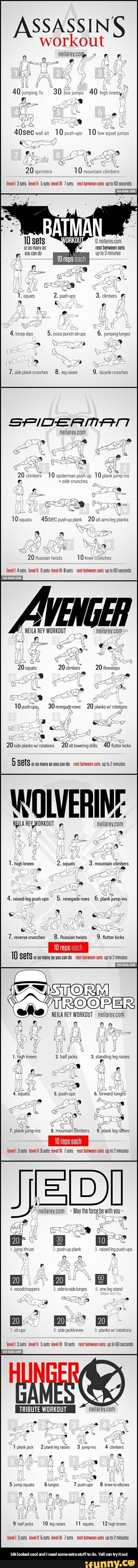 SASSINS
workout
AO jumping
ts
30
40 high knees
2
e
5
ADseC wail sit
10 push ps
10 low
squat
jumps
20 sprinters
10
mountain climbers
level sats level Ses level 7 01 rest between sets upto BO seconds
Gnelareycom
of as many as o rest between sets.
vou cando up to 3 minutes - Idk looked cool and I need some extra stuff to do. Yall can try it out