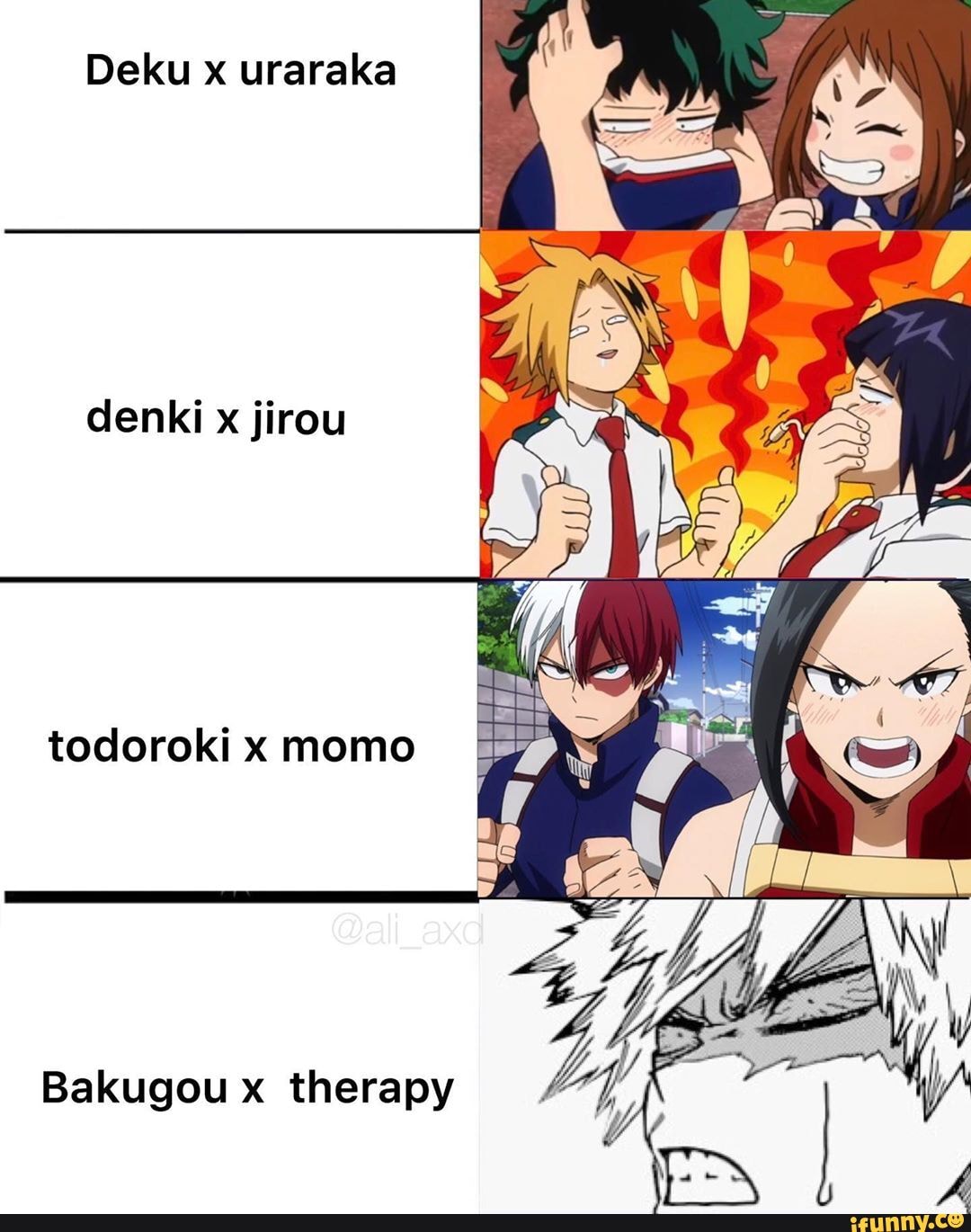 Deku x uraraka denki x jirou Bakugou x therapy - iFunny