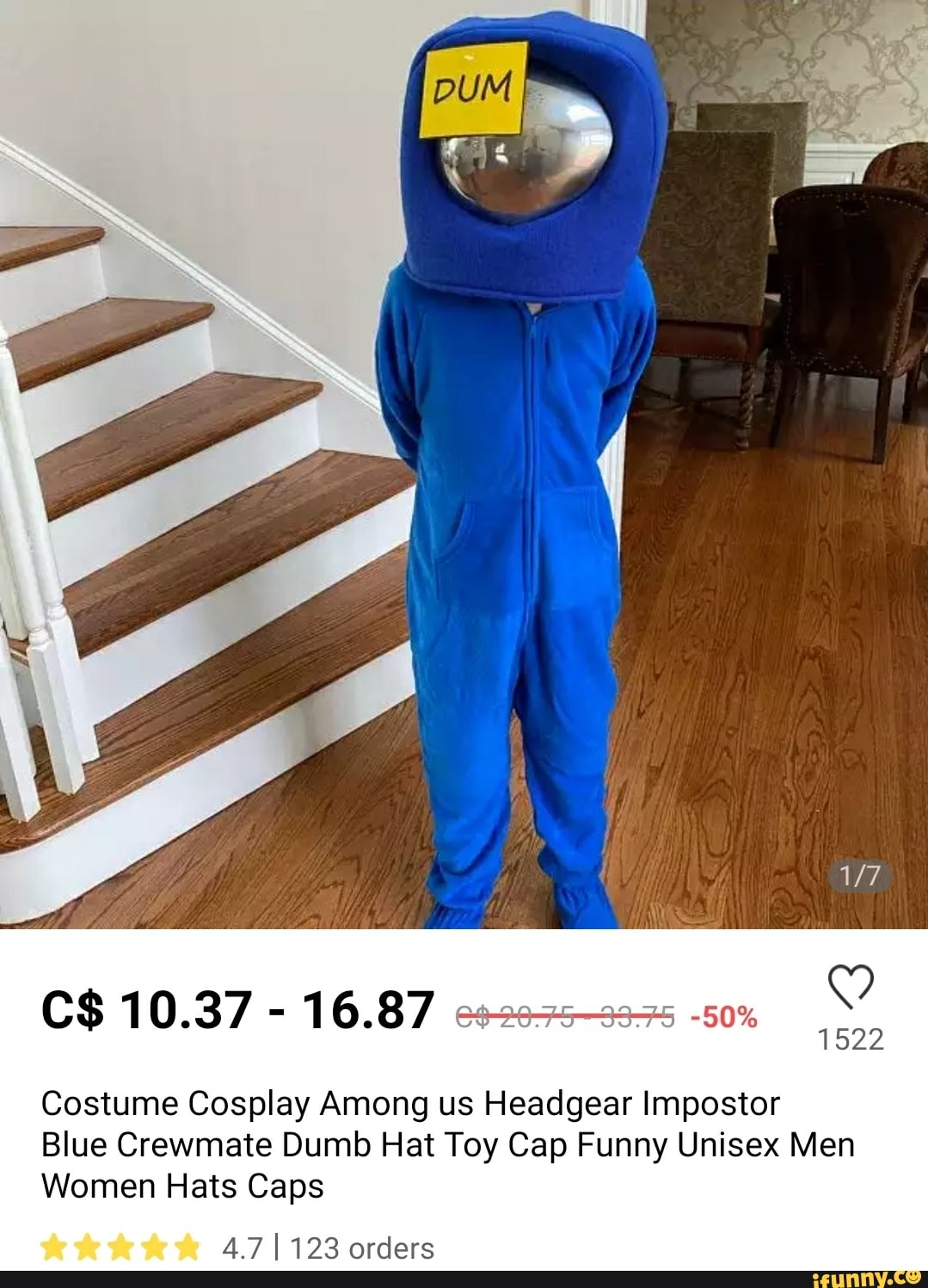 C 10.37 16.87 1522 Costume Cosplay Among us Headgear Impostor Blue