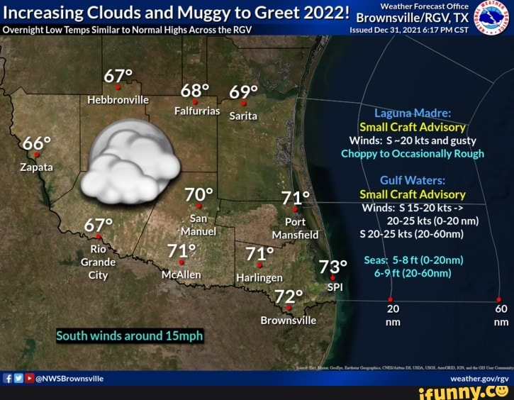 Weather Forecast Office Increasing Clouds and Muggy to Greet 2022! Weather TX Overnight Low