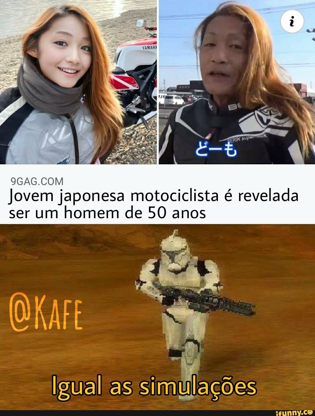 Jovem japonesa motociclista é revelada ser um homem de 50 anos
Igual as simulações