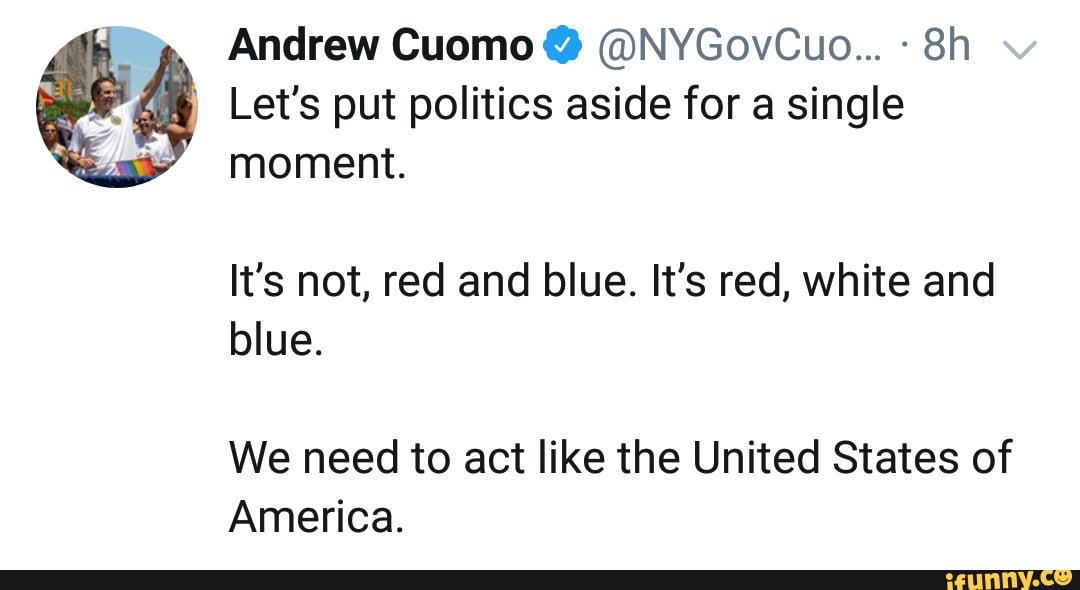 Andrew Cuomo @ @NYGovCuo... Let's put politics aside for a ...