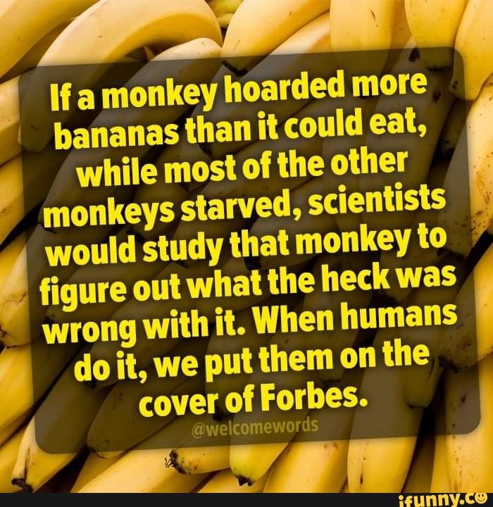 If a monkey hoarded more bananas than it could eat, while most of the