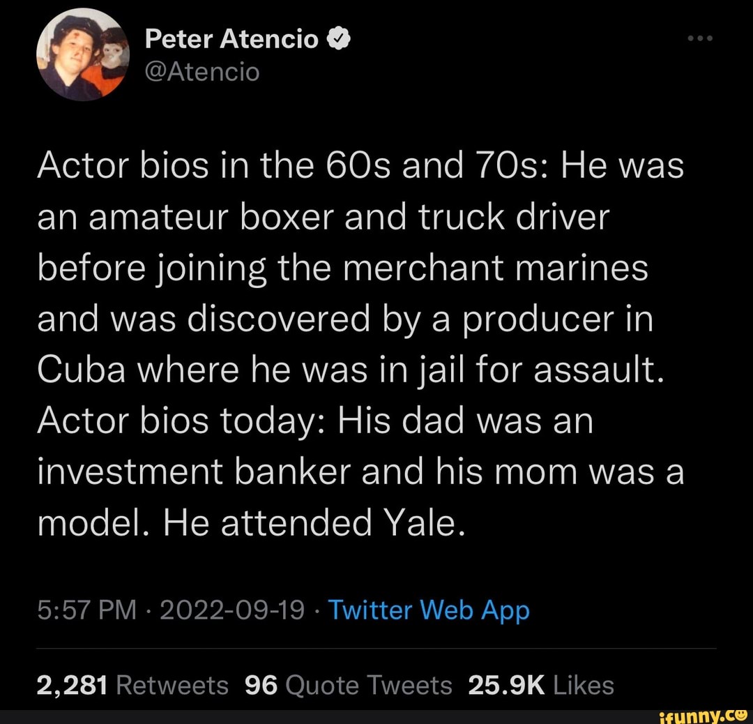 Peter Atencio Actor bios in the and