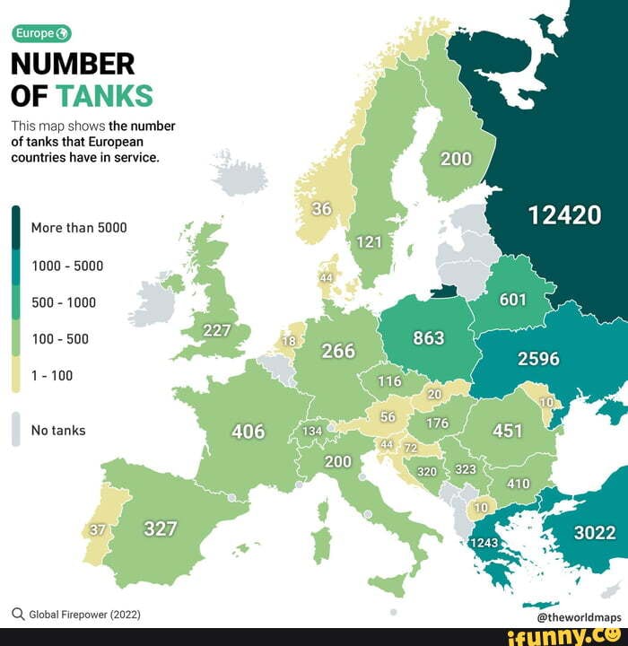 [Europe NUMBER OF TANKS This map shows the number of tanks that