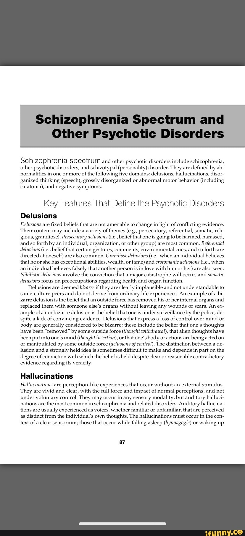 Schizophrenia Spectrum and Other Psychotic Disorders Schizophrenia ...