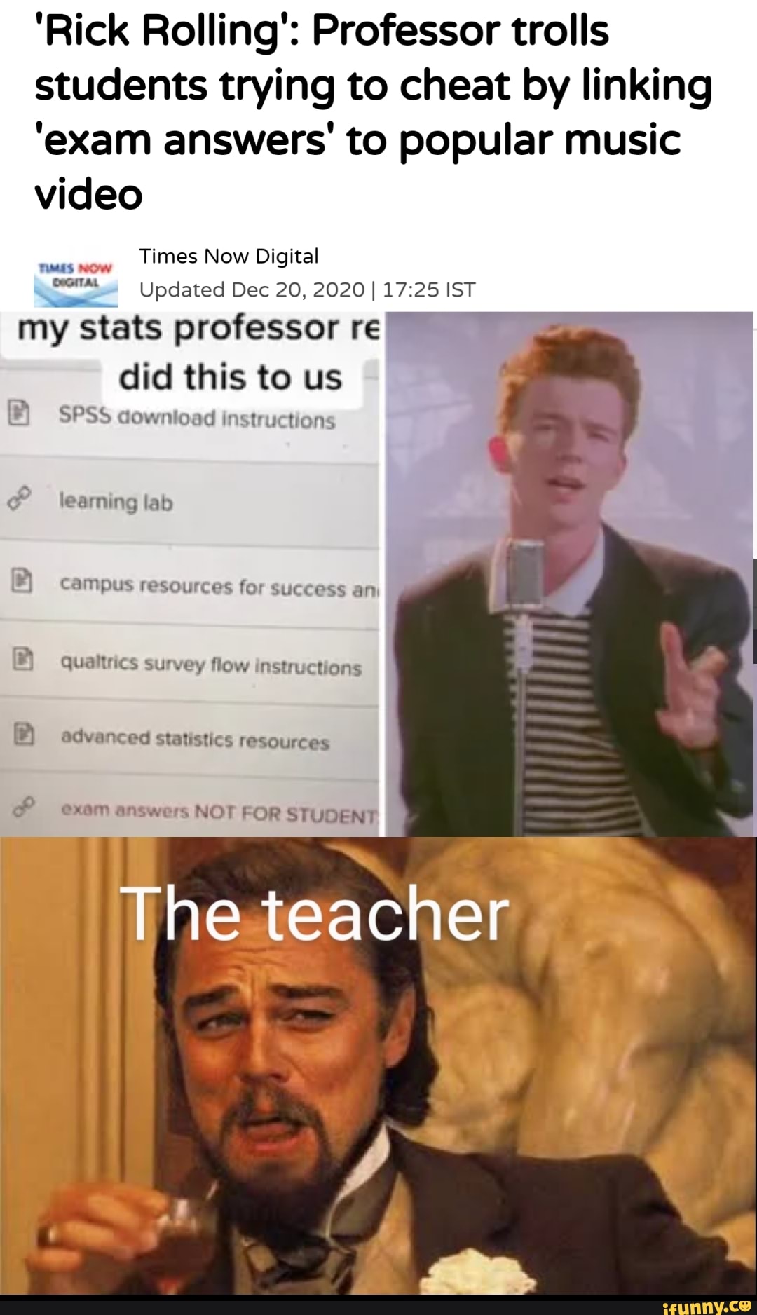 Teacher 'RickRolling' prank on students, 'Rick Rolling': Professor trolls  students trying to cheat by linking 'exam answers' to popular music video