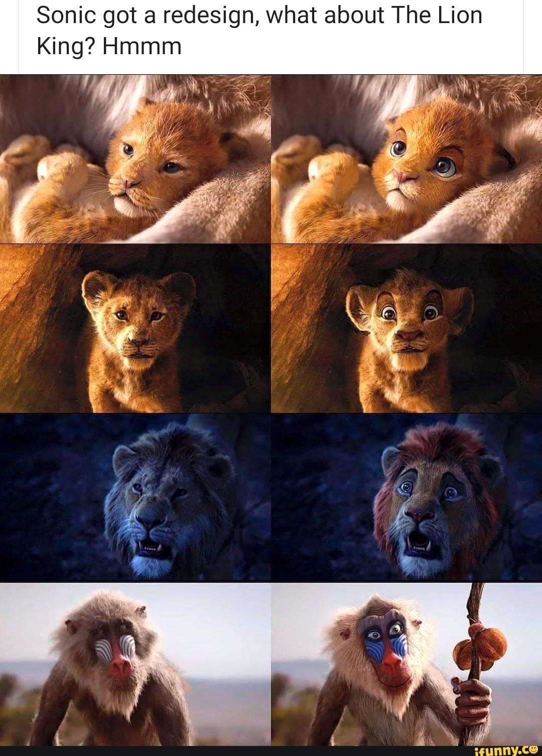 Sonic got a redesign, what about The Lion King? Hmmm - iFunny