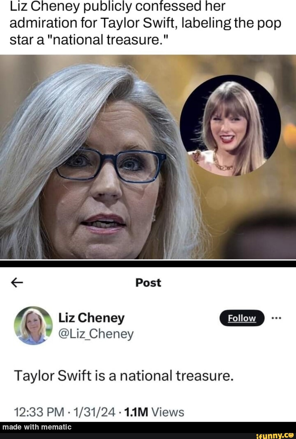 Liz Cheney publicly confessed her admiration for Taylor Swift, labeling ...