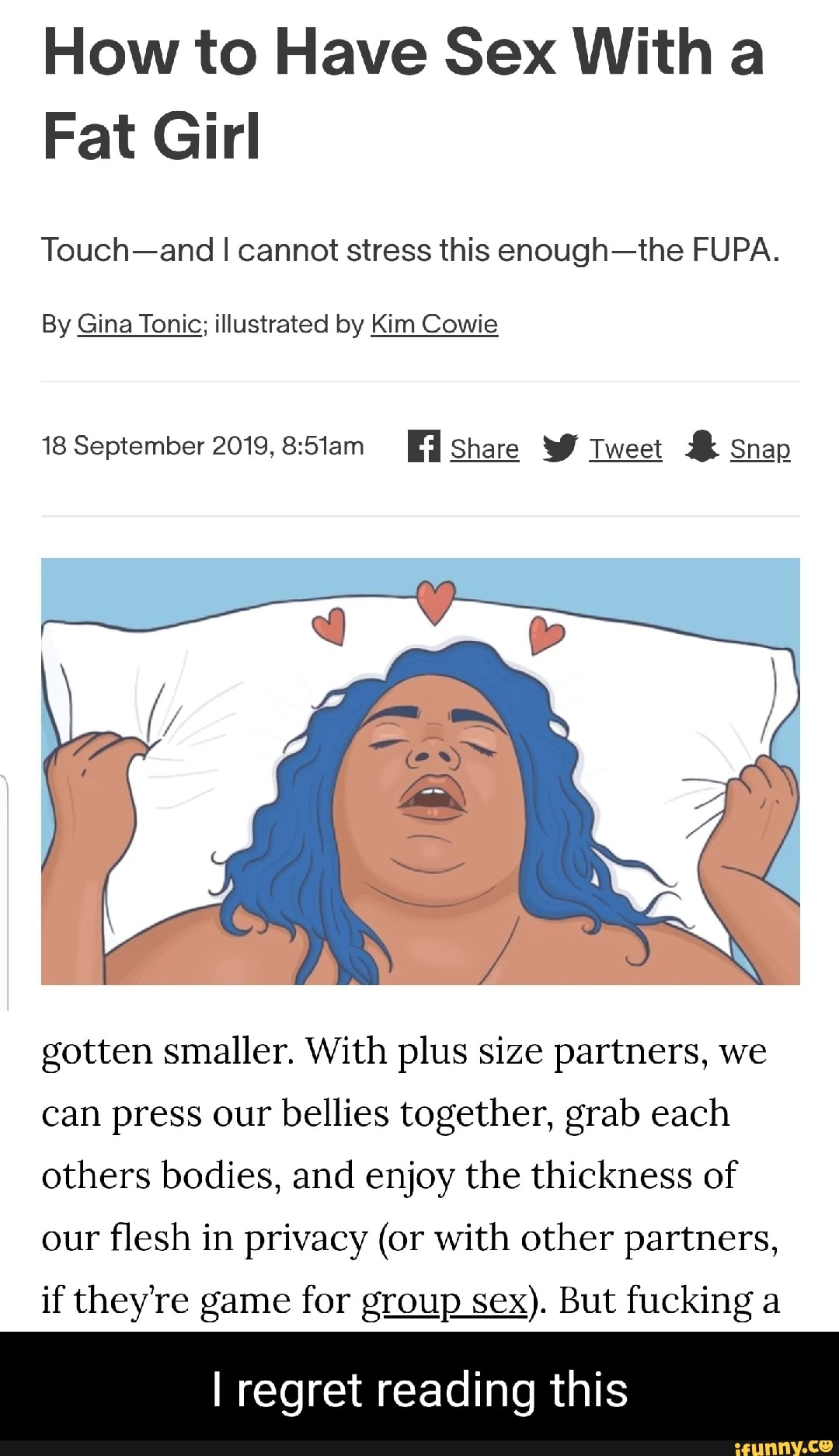 How to Have Sex With a Fat Girl Touch-and I cannot stress this enough-the