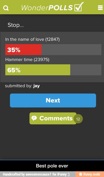 In the name of love (12847)
Hammer time (23975)
Best pole ever - Best pole ever
