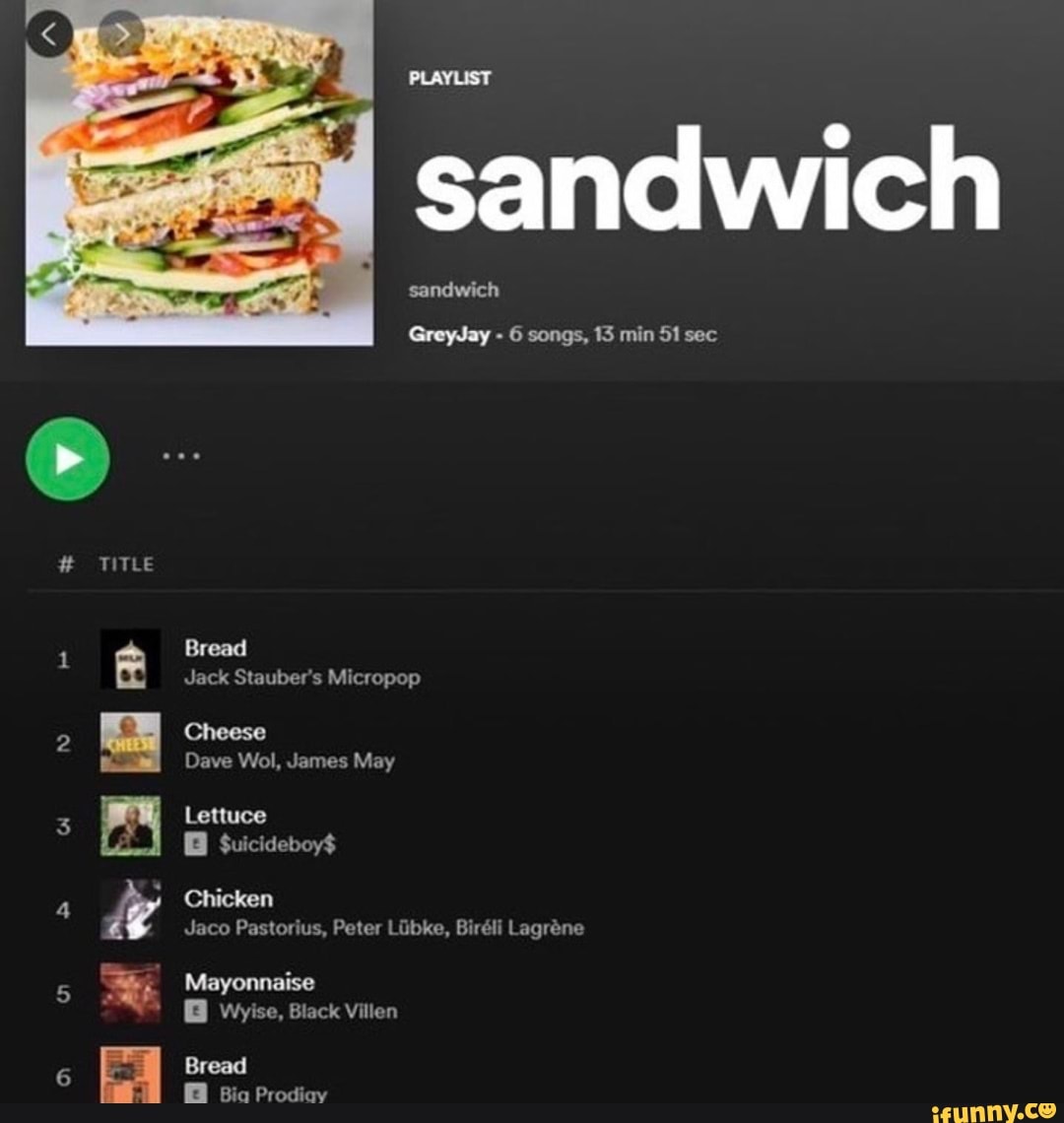 Sandwich sandwich GreyJay songs, min 51 sec TITLE Bread Jack Stauber's Micropop Cheese Dave Wol