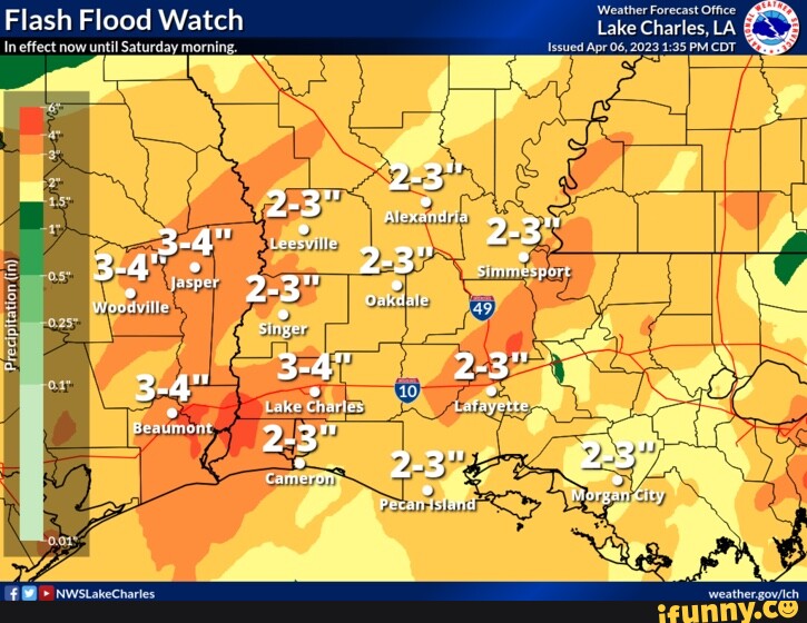 'Weather Forecast Office Flash Flood Watch Lake Charles, LA 23" 34 2