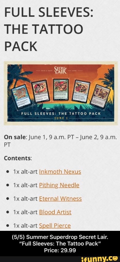 FULL SLEEVES: THE TATTOO PACK PT Contents: e 1xalt-art Inkmoth