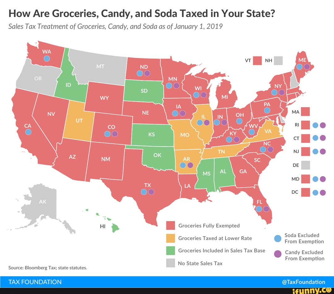 Maps How Are Groceries, Candy, and Soda Taxed in Your State? Sales