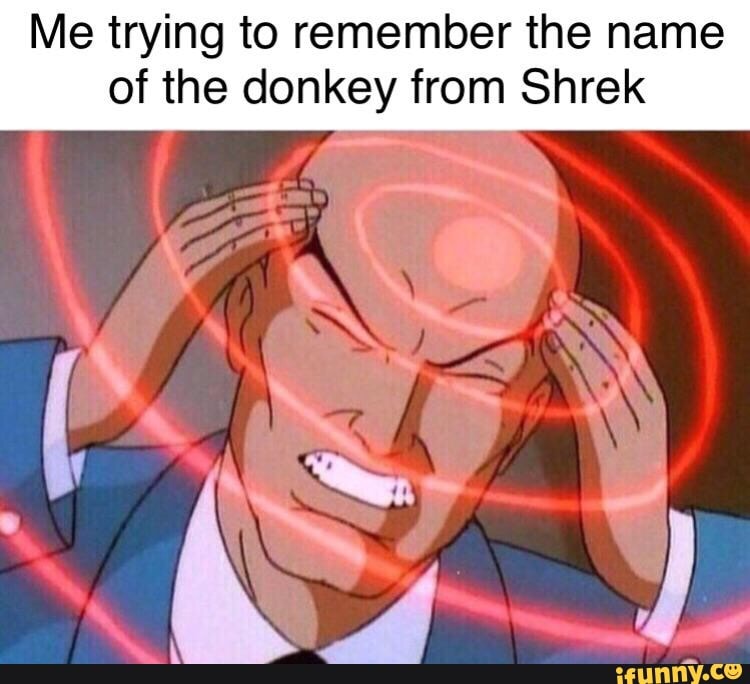 Me Trying To Remember The Name Of The Donkey From Shrek Ifunny