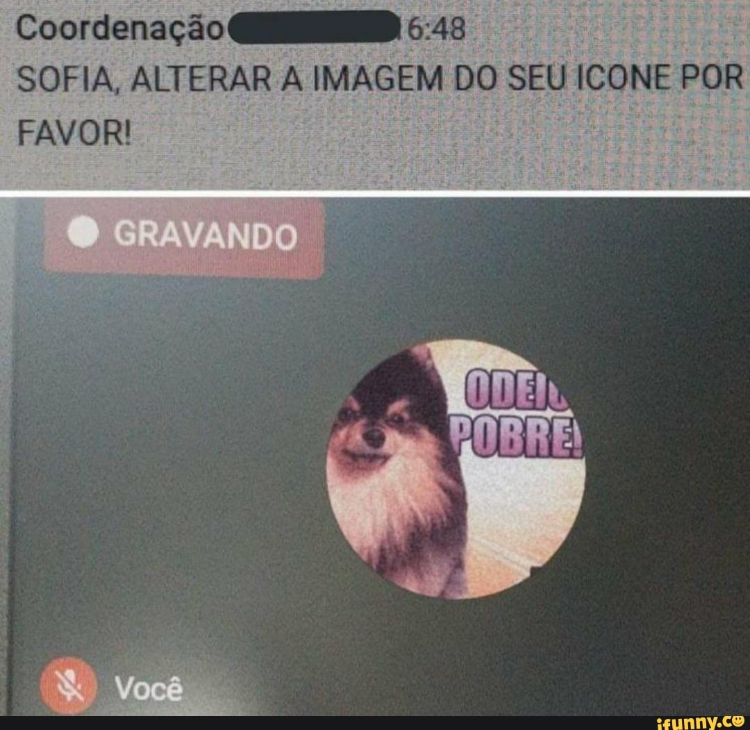 Coordenação
SOFIA, ALTERAR A IMAGEM DO SEU ICONE POR
FAVOR!