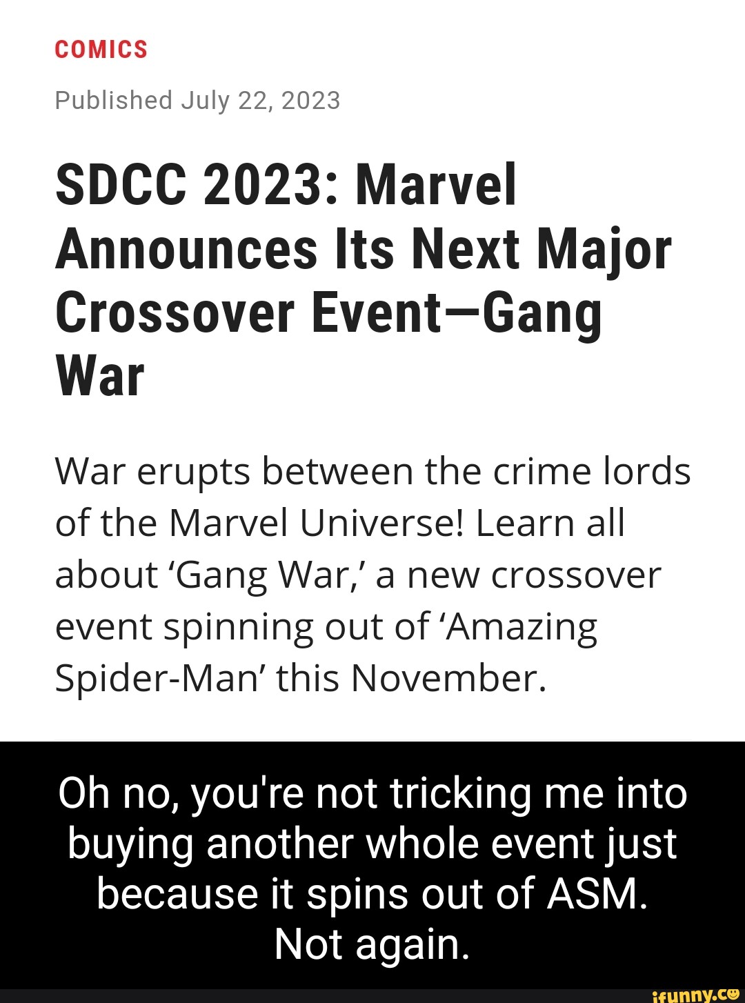 SDCC 2023: Marvel Announces Its Next Major Crossover Event—Gang War