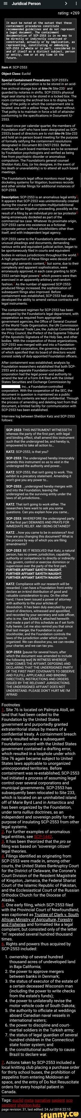 Rating 269 It Must Be Noted At The Outset That These Containment Procedures Constitute Fecomended Guidelines And Do Not Represent I A Legal Document The Containment Documentation Of Scp 2553 1s In No