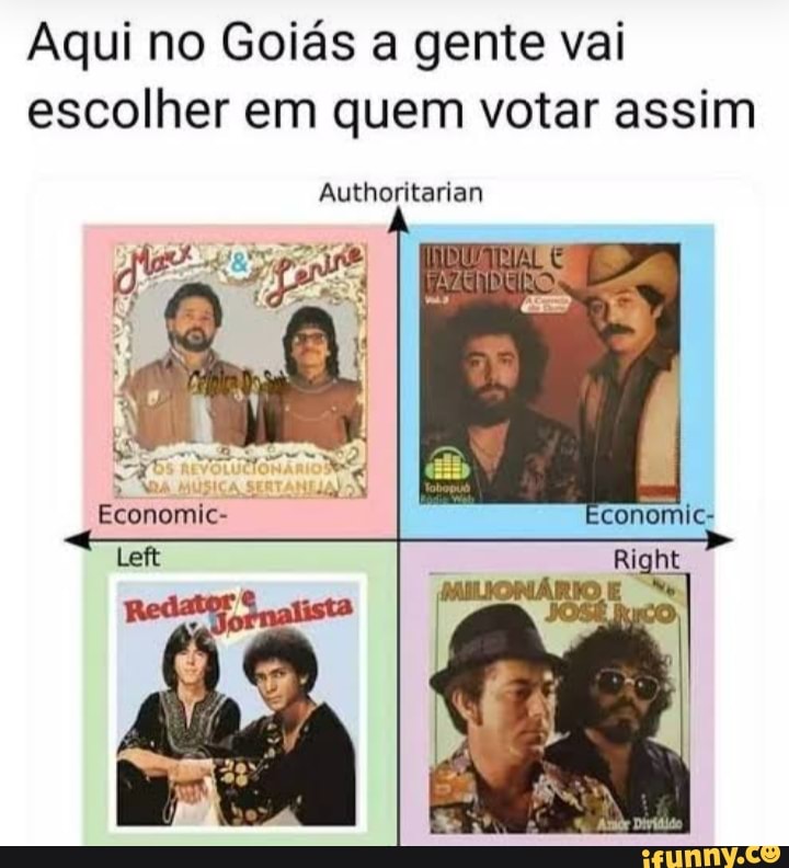 Aqui no Goiás a gente vai escolher em quem votar assim
Authoritarian
Economic-