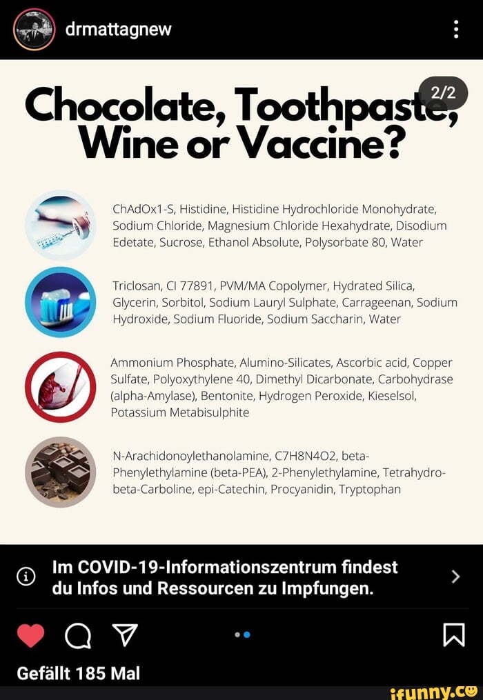 Ethonal Toothpaste Chocolate, Toothpaste? Wine or Vaccine? Sodium Chloride, Magnesium ...