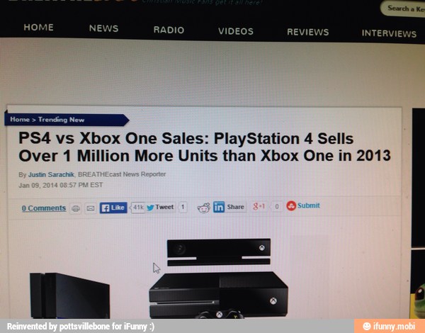 O PS4 vs Xbox One Sales: PlayStation 4 Sells
Over 1 Million More Units than Xbox One in 2013