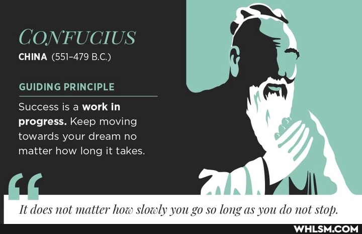 CONFUCIUS
CHINA (551-479 B.C.)
GUIDING PRINCIPLE
Success is a work In progress. Keep moving towards your dream no matter how long it takes.
does sa as wan