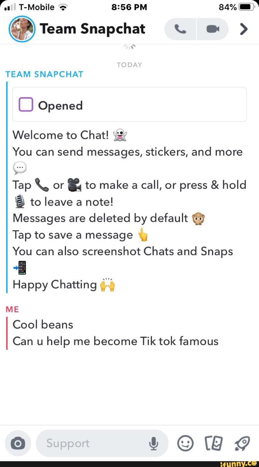 Team Snapchat O Opened Welcome To Chat Xv You Can Send Messages Stickers And More Tap