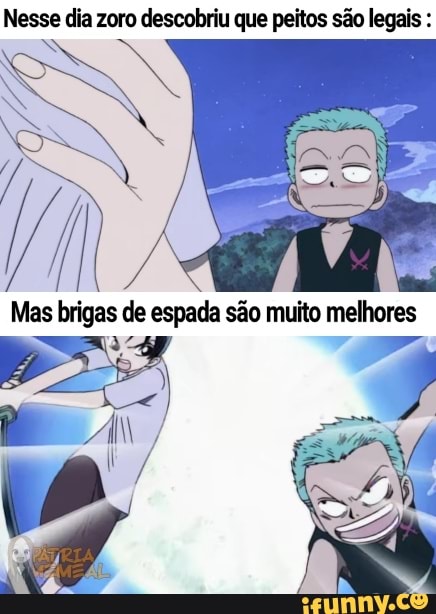 Nesse dia zoro descobriu que peitos são legais :