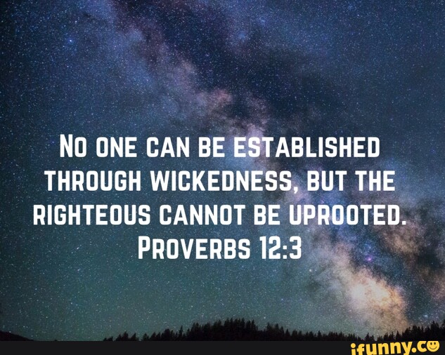 NO ONE CAN BE ESTABLISHED THROUGH WICKEDNESS, BUT Bl THE RIGHTEOUS ...