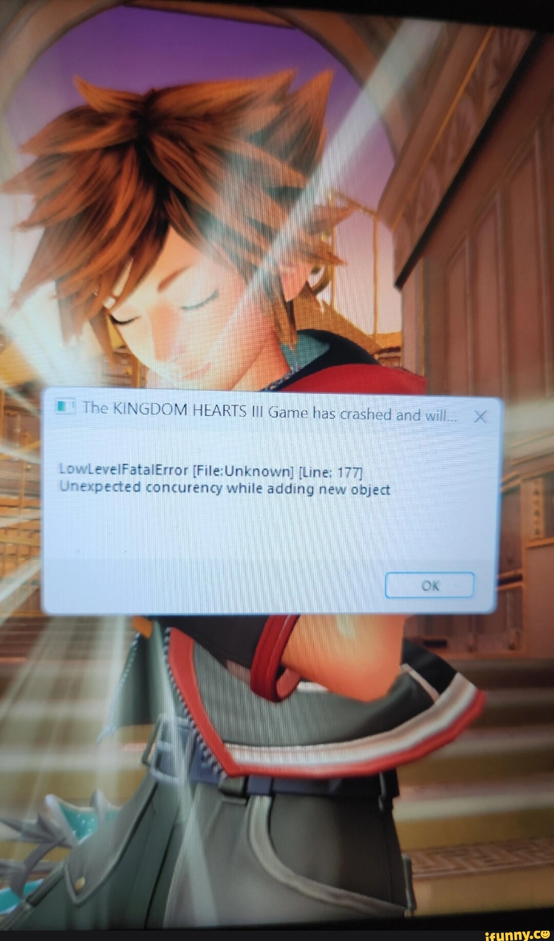 Il te KINGDOM HEARTS Game has crashed and veiFatelerror File Ling na,  (line; 177) ected concurengy while adding new object - iFunny