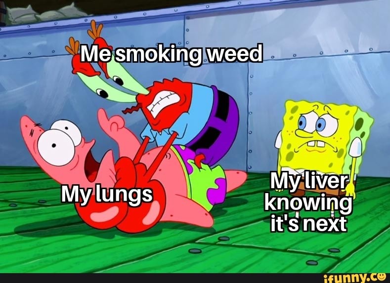 Me smoking weed
My lungs
My 'liver knowing it's next
