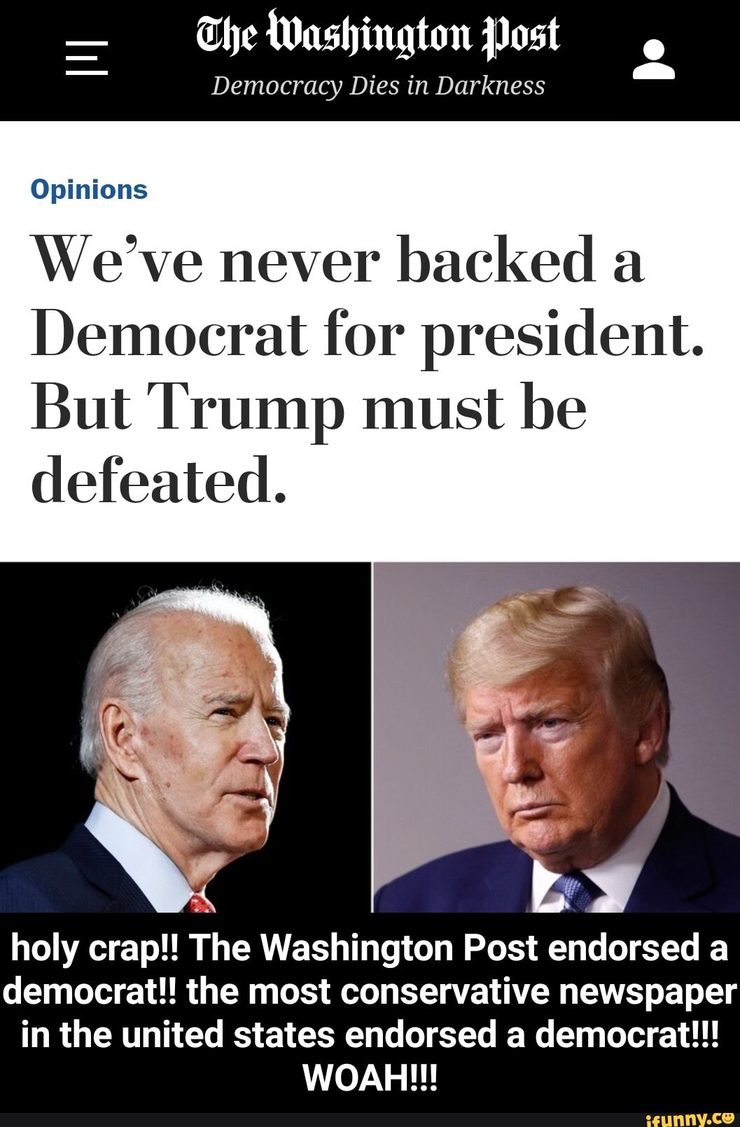 The Washington Post Opinions We've never backed a Democrat for ...