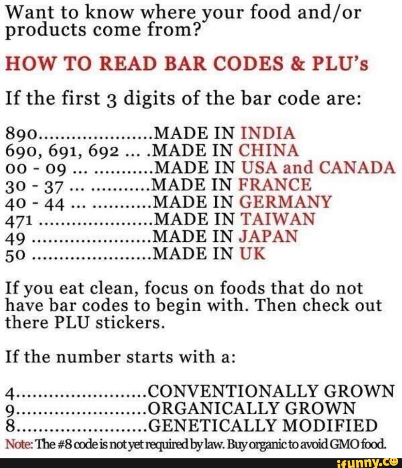HOW TO READ BAR CODES & PLU's If the first 3 digits of the bar cod...