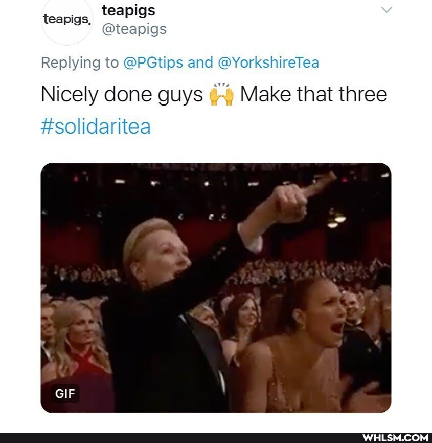 teapigs,
teapigs
@teapigs
Replying to @PGtips and @YorkshireTea
Nicely done guys Make that three
#solidaritea
