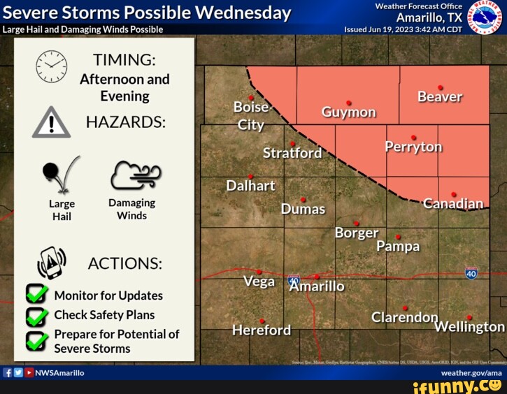 Severe Storms Possible Wednesday Large Hail and Damaging Winds Possible TIMING Afternoon and