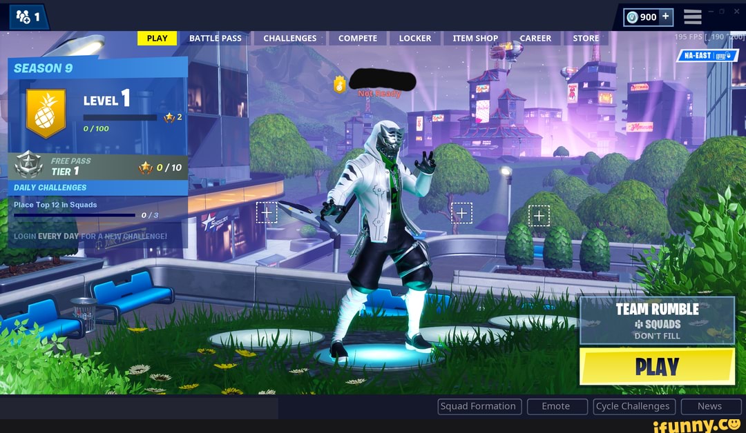 PASS I COMPETE I LOCKER
BATTL
CHALLENGES
A\ '
mSQuaDS
Squad Formation Emote Cycle Challenges News