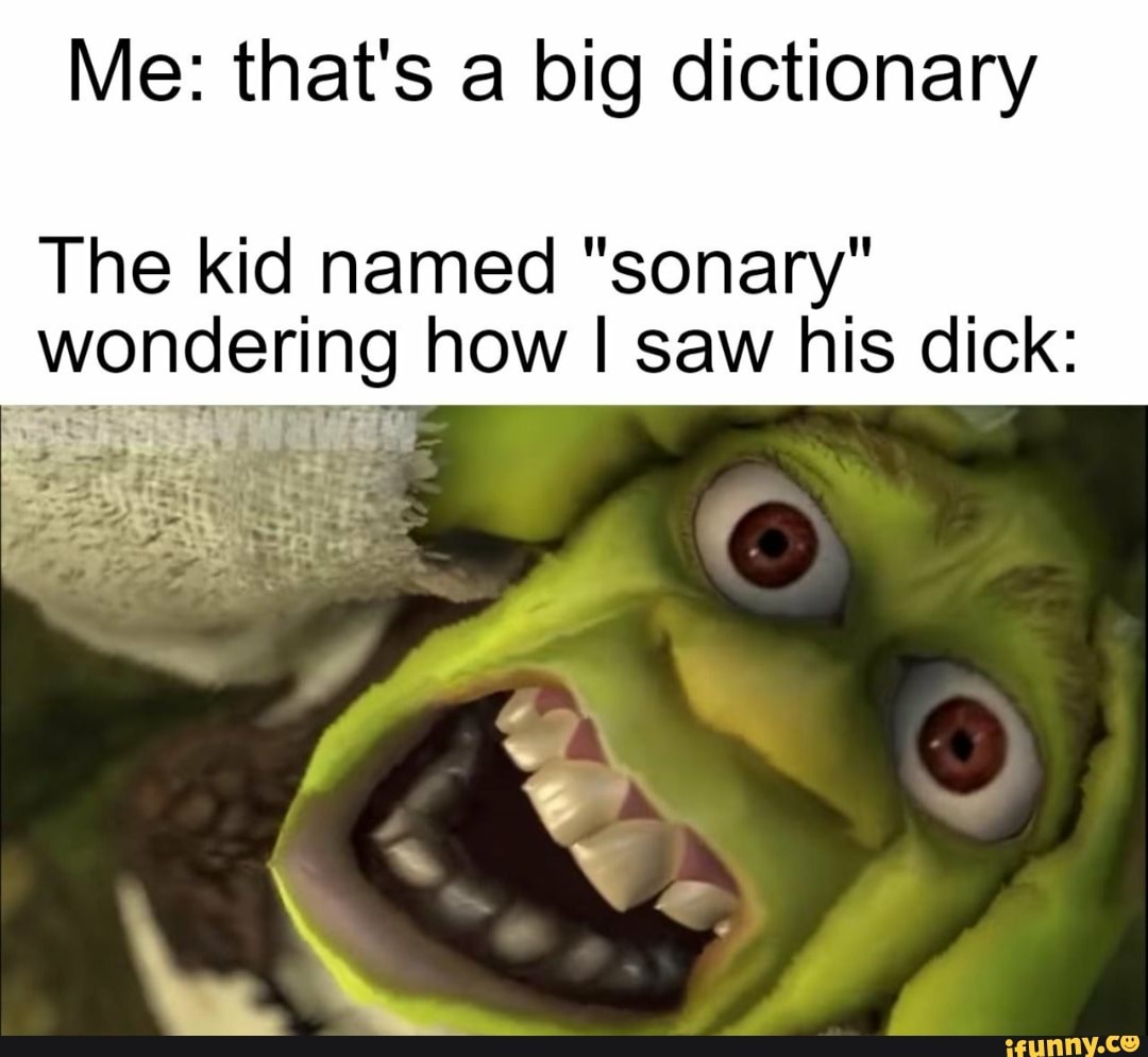 Me: that's a big dictionary
The kid named "sonary"
wondering how I saw his dick: