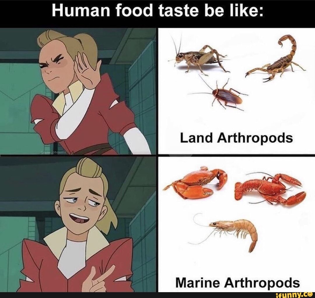 Human food taste be like: Land Arthropods Marine Arthropods - iFunny