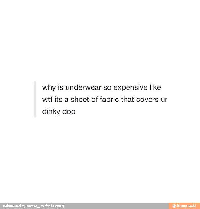 why is underwear so expensive like
dinky doo