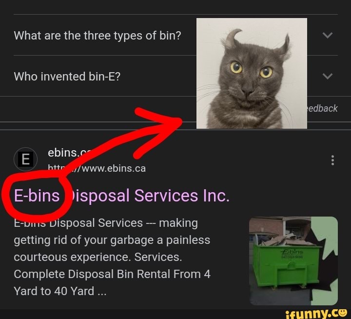 What are the three types of bin? Who invented binE? Ebins 'isposal Services Inc. Euns