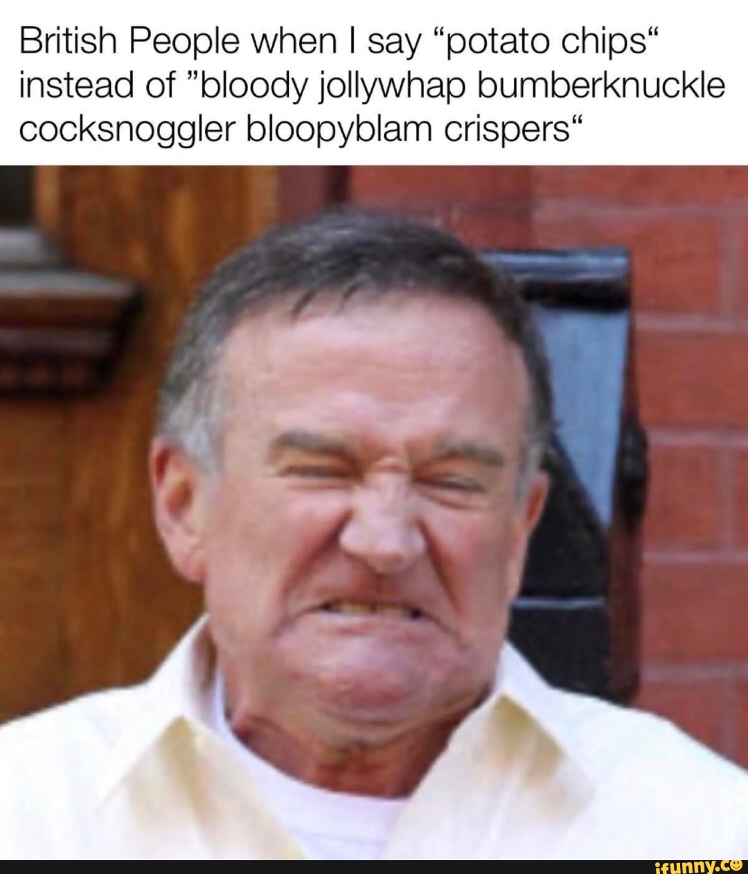 British People when I say "potato chips* instead of "bloody jollywhap bumberknuckle iFunny