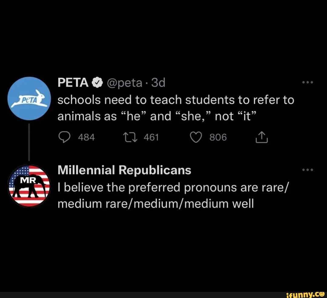 PETA peta schools need to teach students to refer to animals as "he